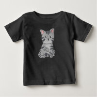 Mürrische Cartoon-Tabby-Katze sitzt Kunst