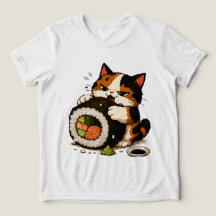 Mürrische Dreifarbkatze Sushi-Liebhaberin