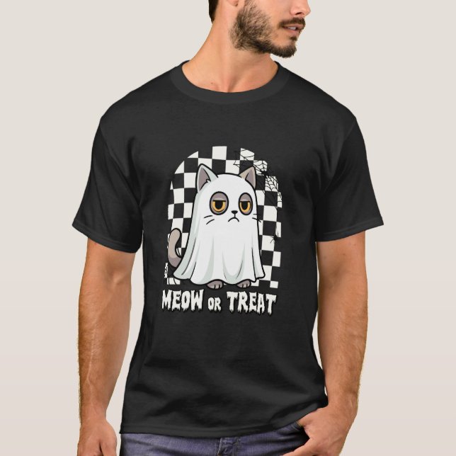 Mürrische Geistkatze Schnurren oder Verabreichen L T-Shirt (Vorderseite)