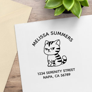 Mürrische getigerte Katze Arch Adresse Gummistempel