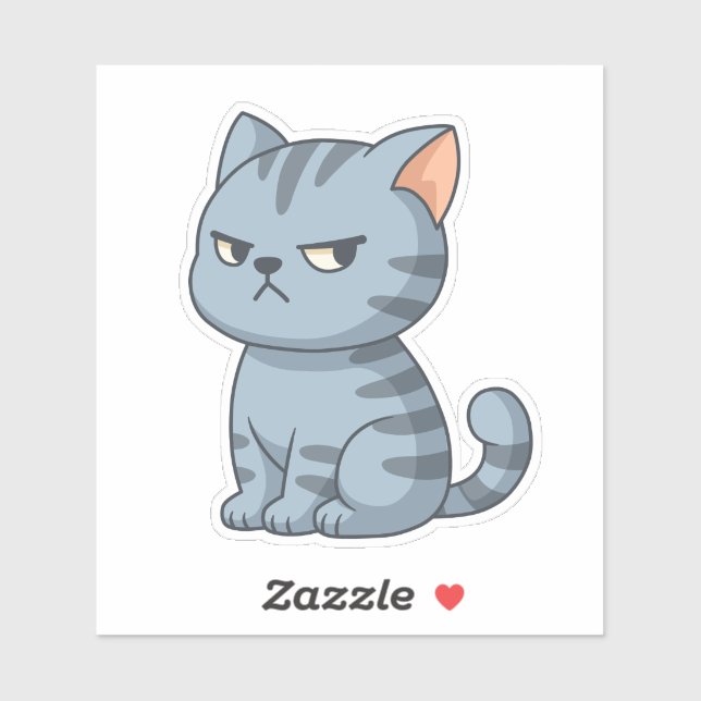 Mürrische Graue Tabby-Katze Aufkleber (Blatt)