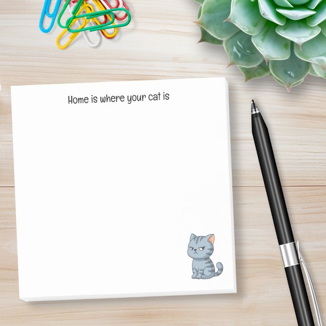 Mürrische Graue Tabby-Katze Benutzerdefinierter Te Post-it Klebezettel (Von Creator hochgeladen)