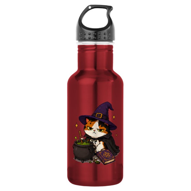 Mürrische Hexenkatze Halloween  Edelstahlflasche (Vorderseite)