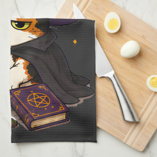 Mürrische Hexenkatze Halloween Geschirrtuch