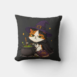 Mürrische Hexenkatze Halloween Kissen