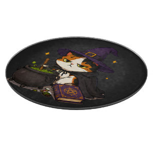 Mürrische Hexenkatze Halloween Schneidebrett