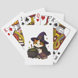 Mürrische Hexenkatze Halloween Spielkarten