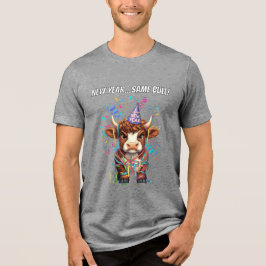 Mürrische Highland-Kuh Neujahr Lustig Sarkastisch Tri-Blend Shirt