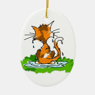 Mürrische Katze Keramikornament
