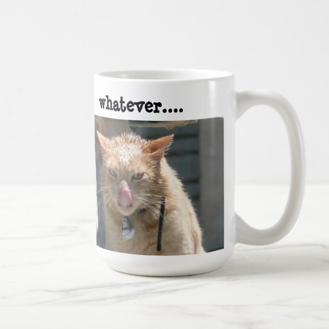 Mürrische Katzen-Kaffee-Tasse, was auch immer…. Tasse (Rechts)