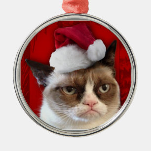 Mürrische Katzen-Weihnachtsverzierung Ornament Aus Metall