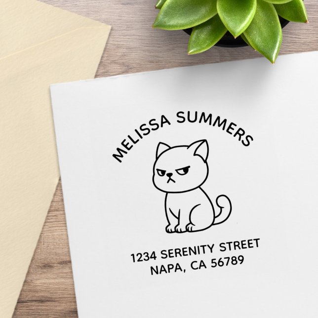 Mürrische Katzenbogen-Adresse Gummistempel (Von Creator hochgeladen)