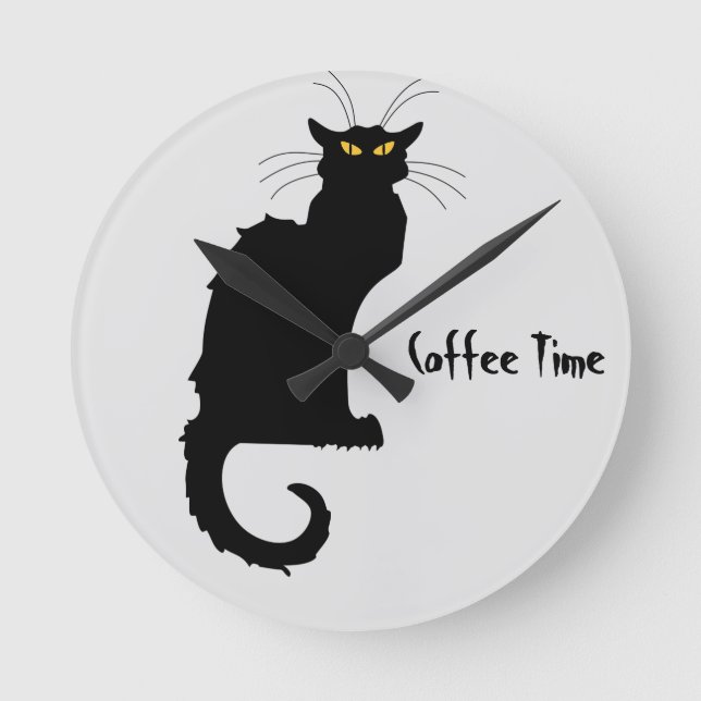Mürrische Katzenkaffee-Zeit-Wanduhr Runde Wanduhr (Vorderseite)
