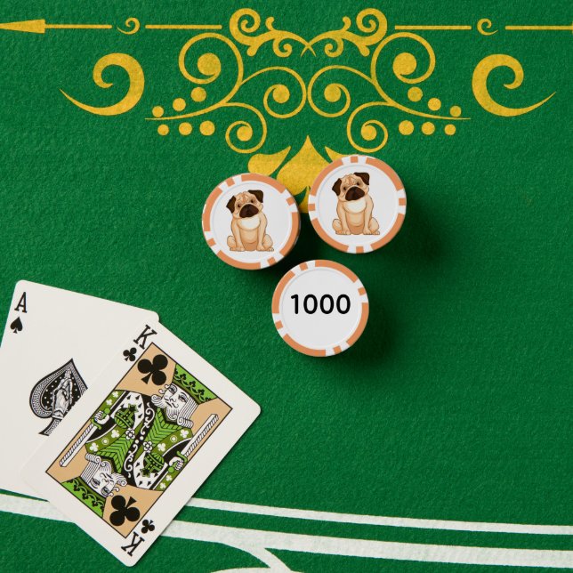 Mürrische Mops Cartoon Pokerchips (Pokertisch (Stapel))