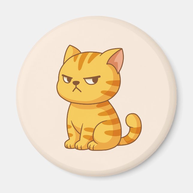 Mürrische orange getigerte Katze Beige Magnet (Vorne)