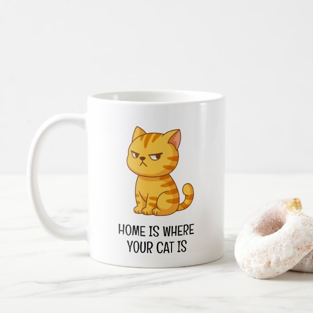 Mürrische orange getigerte Katze Kaffeetasse (Mit Donut)