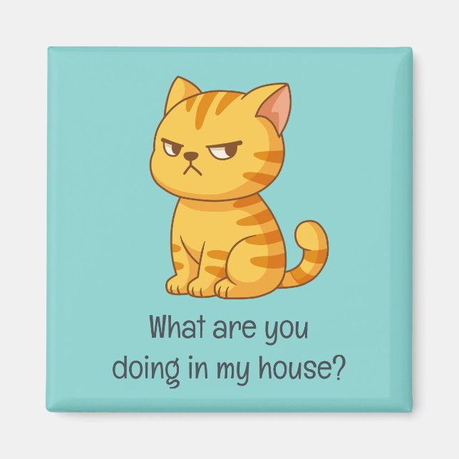 Mürrische orange getigerte Katze lustiger Text Grü Magnet (Vorne)