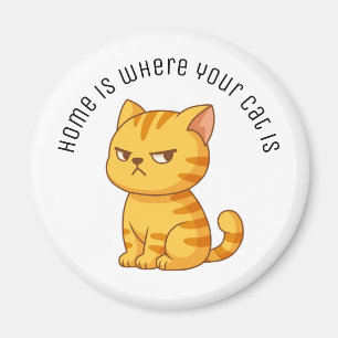 Mürrische orange getigerte Katze mit individuellem Magnet