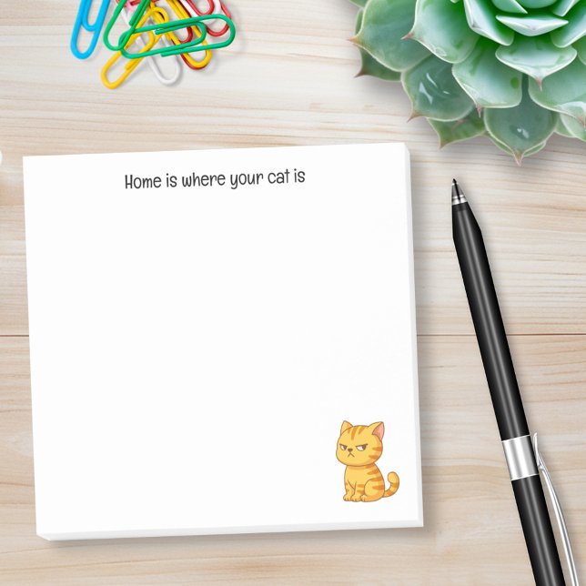 Mürrische orange getigerte Katze mit individuellem Post-it Klebezettel (Von Creator hochgeladen)