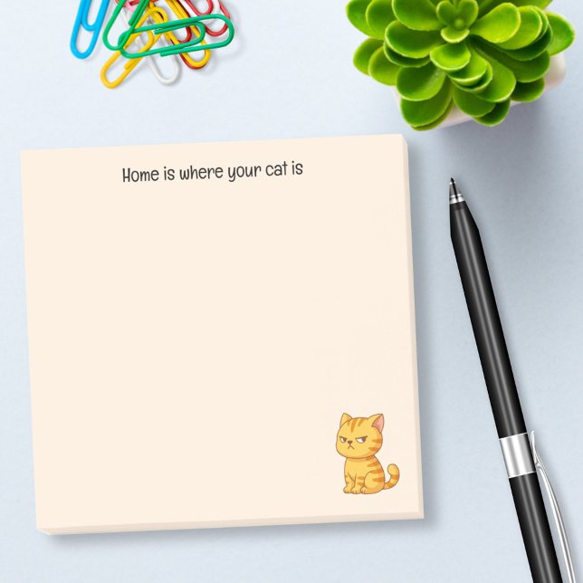 Mürrische orange getigerte Katze mit individuellem Post-it Klebezettel (Von Creator hochgeladen)