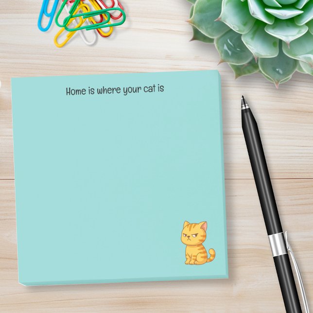 Mürrische orange getigerte Katze mit individuellem Post-it Klebezettel (Von Creator hochgeladen)