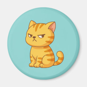Mürrische Orange Tabby-Katze Grün Magnet