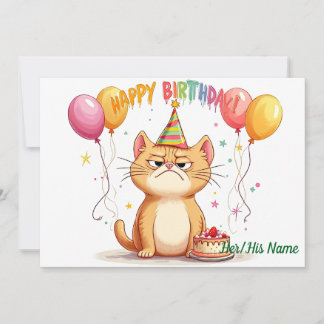 Mürrische rote Katze Geburtstag Humor Karte