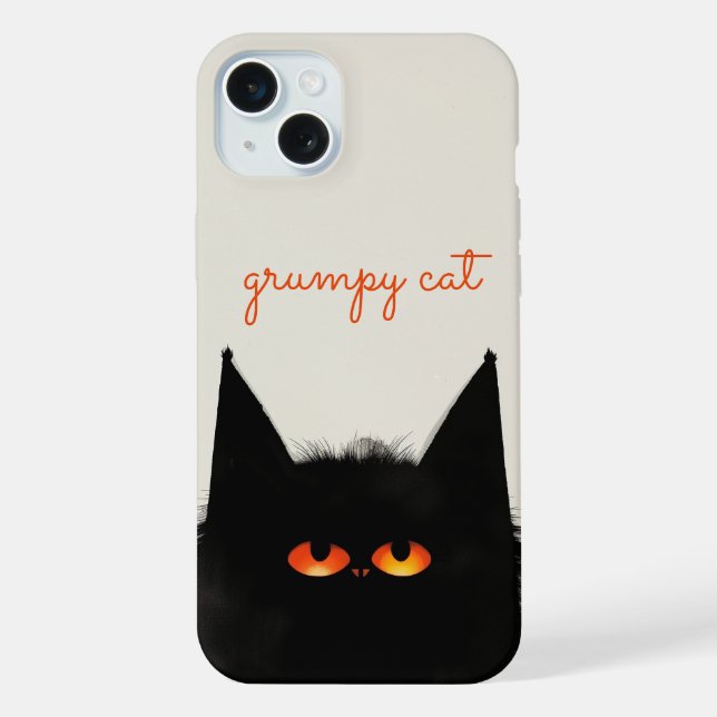 Mürrische schwarze Katze iPhone Hülle (Rückseite)