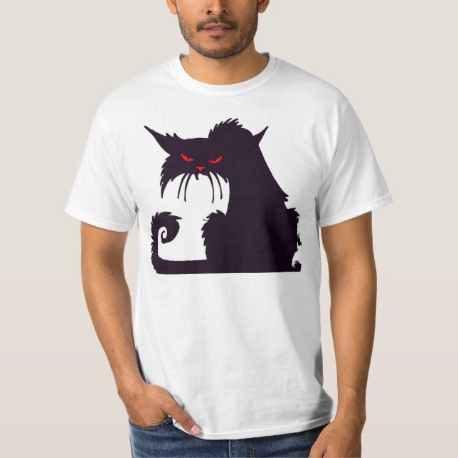 Mürrische schwarze Katze T-Shirt (Vorderseite)