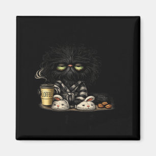 Mürrische schwarze Katzen Kaffee Liebhaber süßer M Magnet