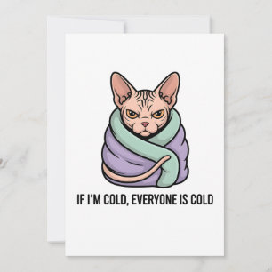 Mürrische Sphynx-Katze Kalter Humor Cartoon-Kunst Feiertagskarte