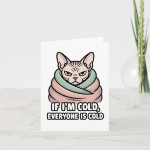 Mürrische Sphynx-Katze Kalter Humor Cartoon-Kunst Feiertagskarte