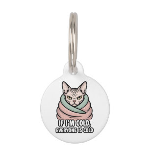 Mürrische Sphynx-Katze Kalter Humor Cartoon-Kunst Haustiermarke