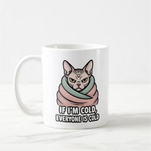 Mürrische Sphynx-Katze Kalter Humor Cartoon-Kunst Kaffeetasse