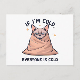 Mürrische Sphynx-Katze Kalter Humor Cartoon-Kunst Postkarte