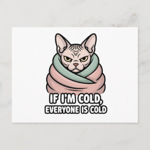 Mürrische Sphynx-Katze Kalter Humor Cartoon-Kunst Postkarte