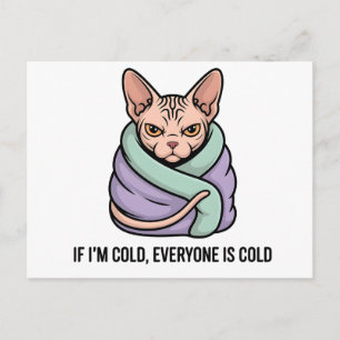 Mürrische Sphynx-Katze Kalter Humor Cartoon-Kunst Postkarte