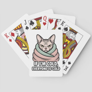 Mürrische Sphynx-Katze Kalter Humor Cartoon-Kunst Spielkarten