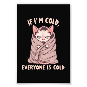 Mürrische Sphynx-Katze Kalter Humor Illustration Fotodruck