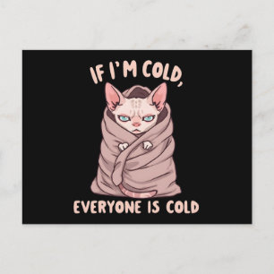 Mürrische Sphynx-Katze Kalter Humor Illustration Postkarte