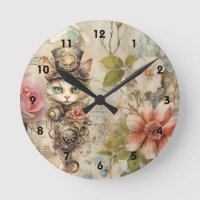 Mürrische Steampunk-Katzen-Collage Vintage-Papierr