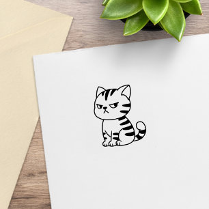 Mürrische Tabby-Katze 1x1 Gummistempel
