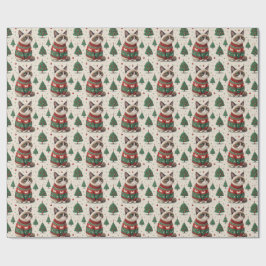 Mürrische Weihnachtskatze im hässlichen Pullover Geschenkpapier