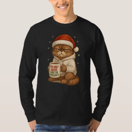 Mürrische Weihnachtskatze mit Santa-Hut T-Shirt