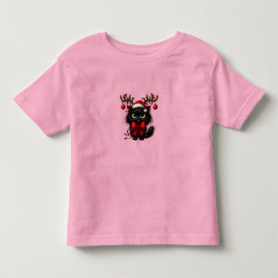 Mürrische Weihnachtskatze mit Santa-Hut und Rentie Kleinkind T-shirt