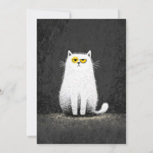 Mürrische weiße Katze – Lustige, minimalistische K Feiertagskarte