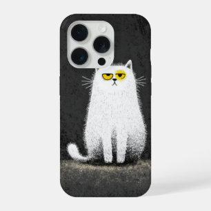 Mürrische weiße Katze – Lustige, minimalistische K iPhone 15 Pro Hülle