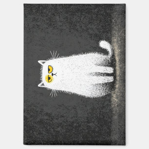 Mürrische weiße Katze – Lustige, minimalistische K Magnet