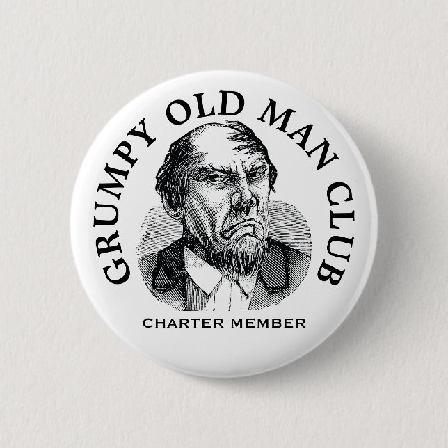 Mürrischer alter Mann Vintage-Button Button (Vorderseite)