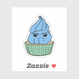 Mürrischer blauer Cupcake Aufkleber